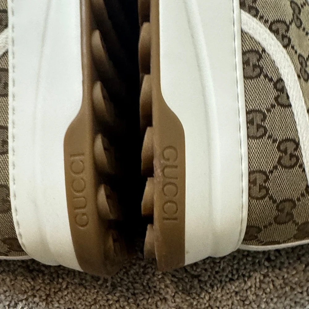 Gucci Mens Brown Monogram High-Top Sneakers